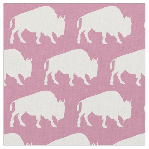 Buffalo Bison Silhouettes Pink Fabric