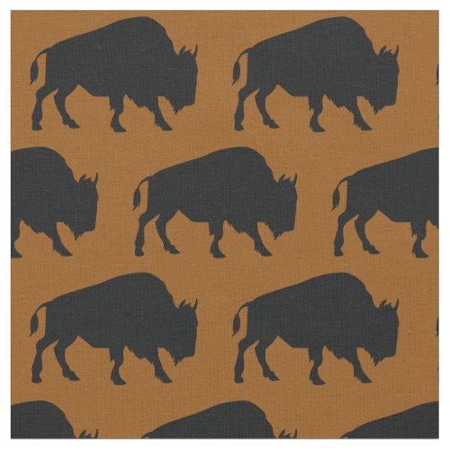 Buffalo Bison Silhouettes Rust Orange Brown Fabric