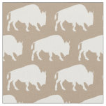 Buffalo Bison Silhouettes Tan Fabric