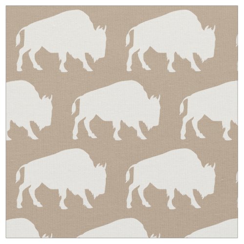 Buffalo Bison Silhouettes Tan Fabric