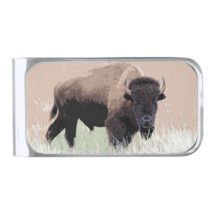 Buffalo / Bison Silver Finish Money Clip