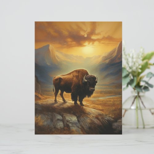 Buffalo Bison Sunset Silhouette