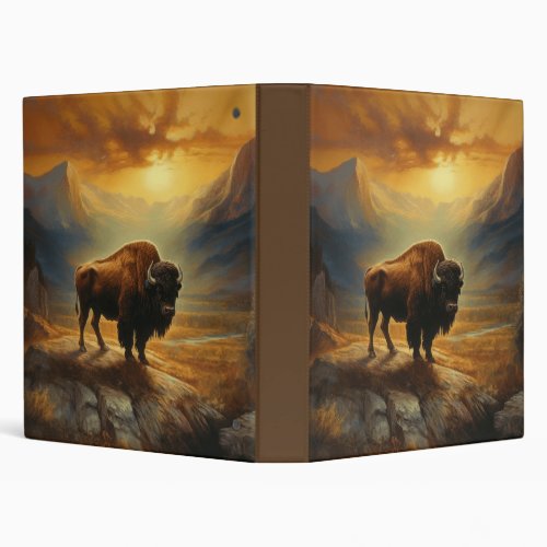Buffalo Bison Sunset Silhouette 3 Ring Binder