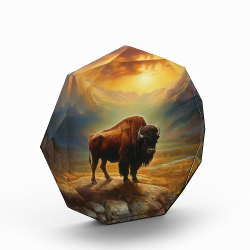 Buffalo Bison Sunset Silhouette Acrylic Award