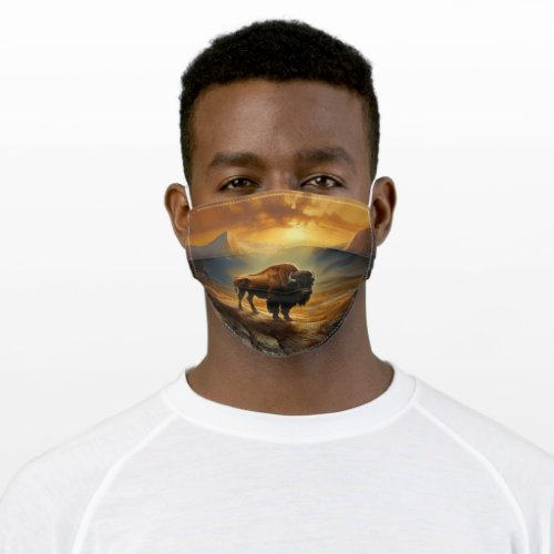 Buffalo Bison Sunset Silhouette Adult Cloth Face Mask