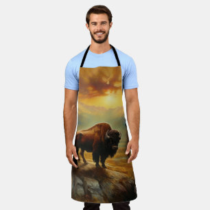 Buffalo Bison Sunset Silhouette Apron