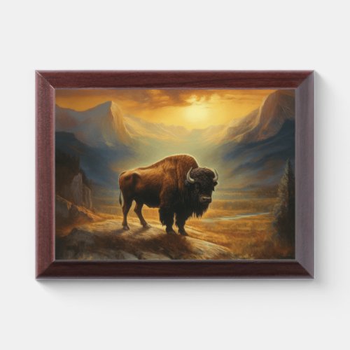 Buffalo Bison Sunset Silhouette Award Plaque