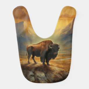Buffalo Bison Sunset Silhouette Baby Bib
