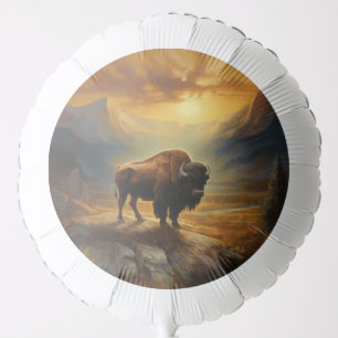 Buffalo Bison Sunset Silhouette  Balloon