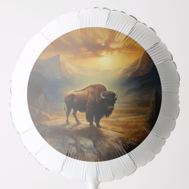 Buffalo Bison Sunset Silhouette  Balloon (Front)
