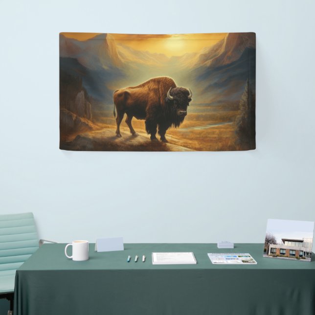 Buffalo Bison Sunset Silhouette Banner (Tradeshow)