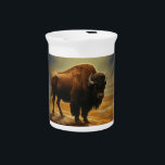 Buffalo Bison Sunset Silhouette Beverage Pitcher<br><div class="desc">Capture the untamed beauty of the American West with our breathtaking Sunset Buffalo Bison Silhouette Art Print. Set against a backdrop of a radiant, amber-hued sunset, a majestic buffalo bison stands proudly on the horizon, its formidable presence magnified by the golden light. This stunning artwork celebrates the spirit of the...</div>