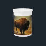 Buffalo Bison Sunset Silhouette Beverage Pitcher<br><div class="desc">Capture the untamed beauty of the American West with our breathtaking Sunset Buffalo Bison Silhouette Art Print. Set against a backdrop of a radiant, amber-hued sunset, a majestic buffalo bison stands proudly on the horizon, its formidable presence magnified by the golden light. This stunning artwork celebrates the spirit of the...</div>