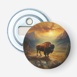 Buffalo Bison Sunset Silhouette Bottle Opener