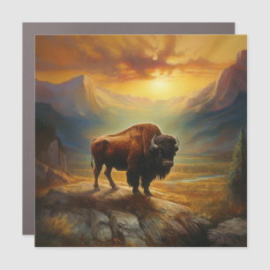 Buffalo Bison Sunset Silhouette Car Magnet