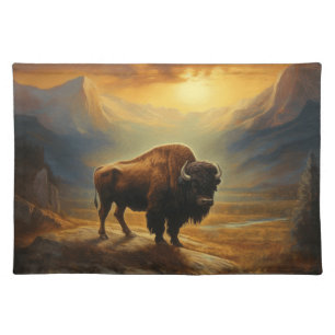 Buffalo Bison Sunset Silhouette  Cloth Placemat