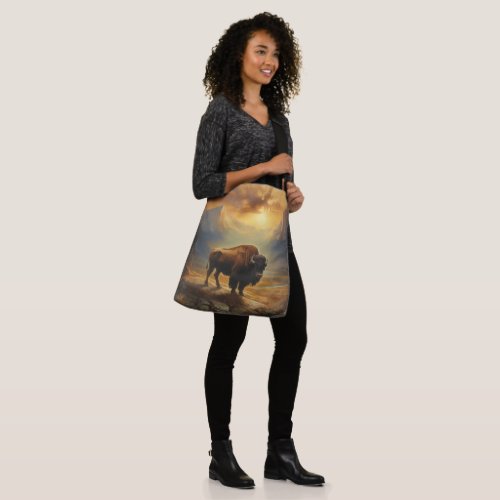 Buffalo Bison Sunset Silhouette  Crossbody Bag