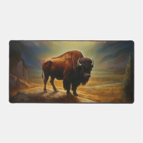 Buffalo Bison Sunset Silhouette Desk Mat