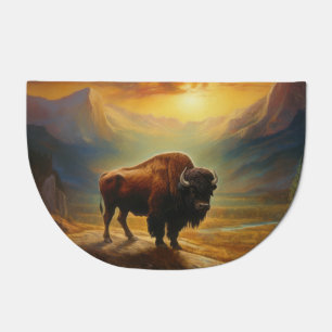 Buffalo Bison Sunset Silhouette Doormat