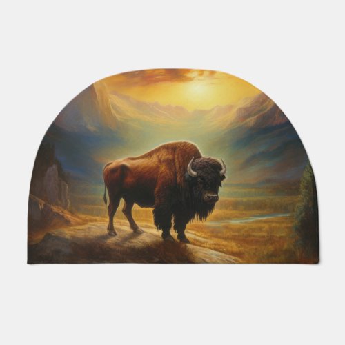 Buffalo Bison Sunset Silhouette Doormat