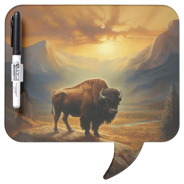 Buffalo Bison Sunset Silhouette Dry Erase Board (Front)