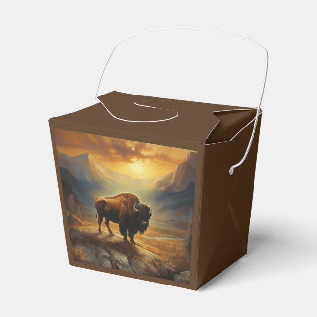 Buffalo Bison Sunset Silhouette Favor Boxes (Front Side)