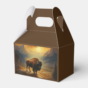 Buffalo Bison Sunset Silhouette Favor Boxes