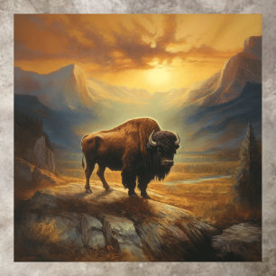 Buffalo Bison Sunset Silhouette Floor Decals