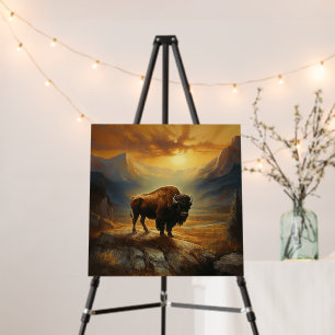 Buffalo Bison Sunset Silhouette Foam Board