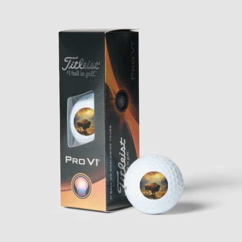 Buffalo Bison Sunset Silhouette  Golf Balls