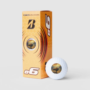 Buffalo Bison Sunset Silhouette  Golf Balls