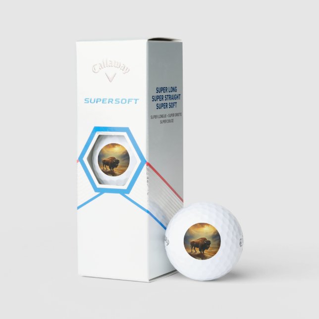Buffalo Bison Sunset Silhouette  Golf Balls (Packaging)