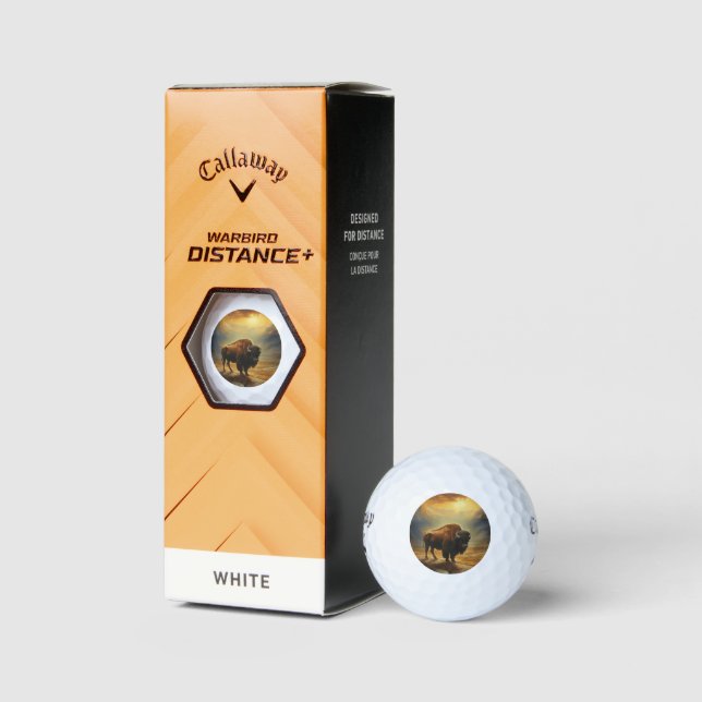 Buffalo Bison Sunset Silhouette  Golf Balls (Packaging)
