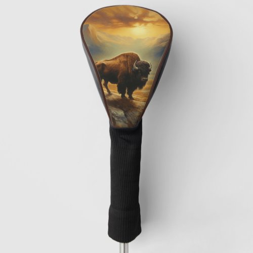 Buffalo Bison Sunset Silhouette Golf Head Cover