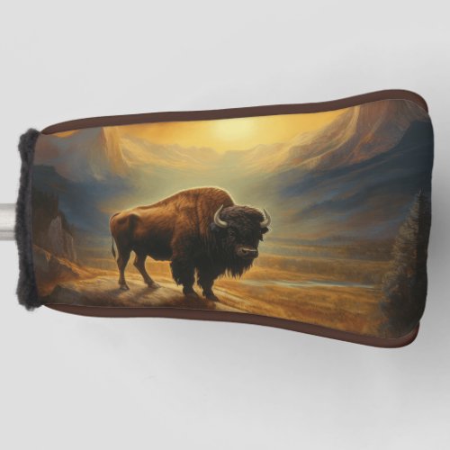Buffalo Bison Sunset Silhouette Golf Head Cover
