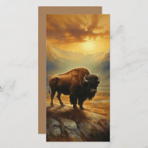 Buffalo Bison Sunset Silhouette Holiday Card