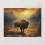 Buffalo Bison Sunset Silhouette  Holiday Postcard