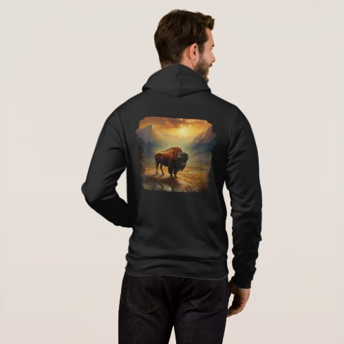Buffalo Bison Sunset Silhouette Hoodie