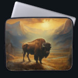Buffalo Bison Sunset Silhouette  Laptop Sleeve<br><div class="desc">Capture the untamed beauty of the American West with our breathtaking Sunset Buffalo Bison Silhouette Art Print. Set against a backdrop of a radiant, amber-hued sunset, a majestic buffalo bison stands proudly on the horizon, its formidable presence magnified by the golden light. This stunning artwork celebrates the spirit of the...</div>