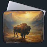 Buffalo Bison Sunset Silhouette  Laptop Sleeve<br><div class="desc">Capture the untamed beauty of the American West with our breathtaking Sunset Buffalo Bison Silhouette Art Print. Set against a backdrop of a radiant, amber-hued sunset, a majestic buffalo bison stands proudly on the horizon, its formidable presence magnified by the golden light. This stunning artwork celebrates the spirit of the...</div>