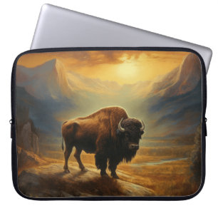 Buffalo Bison Sunset Silhouette  Laptop Sleeve
