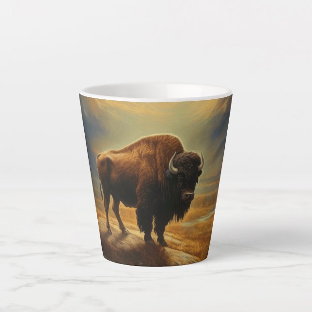 Buffalo Bison Sunset Silhouette  Latte Mug (Front)