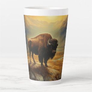 Buffalo Bison Sunset Silhouette Latte Mug