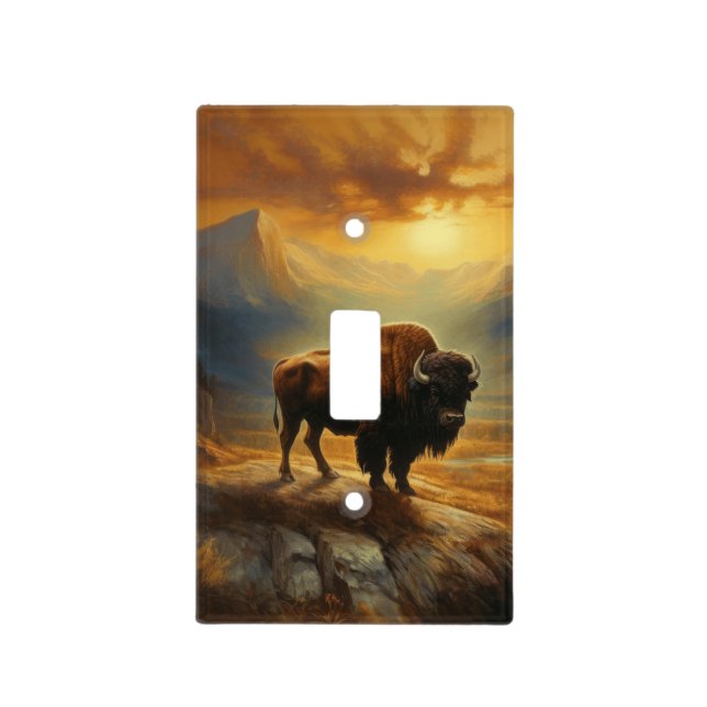 Buffalo Bison Sunset Silhouette  Light Switch Cover (Front)