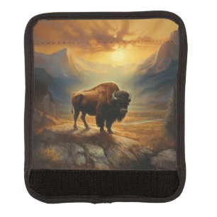 Buffalo Bison Sunset Silhouette Luggage Handle Wrap