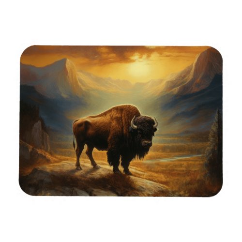 Buffalo Bison Sunset Silhouette  Magnet