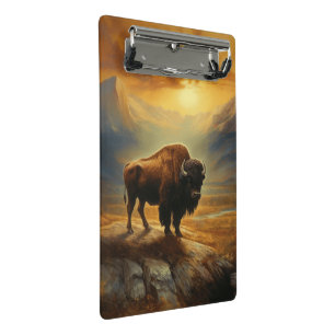 Buffalo Bison Sunset Silhouette Mini Clipboard