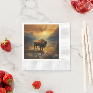 Buffalo Bison Sunset Silhouette Napkins