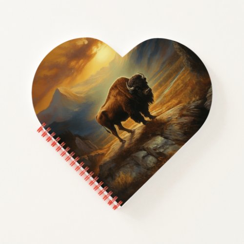 Buffalo Bison Sunset Silhouette  Notebook