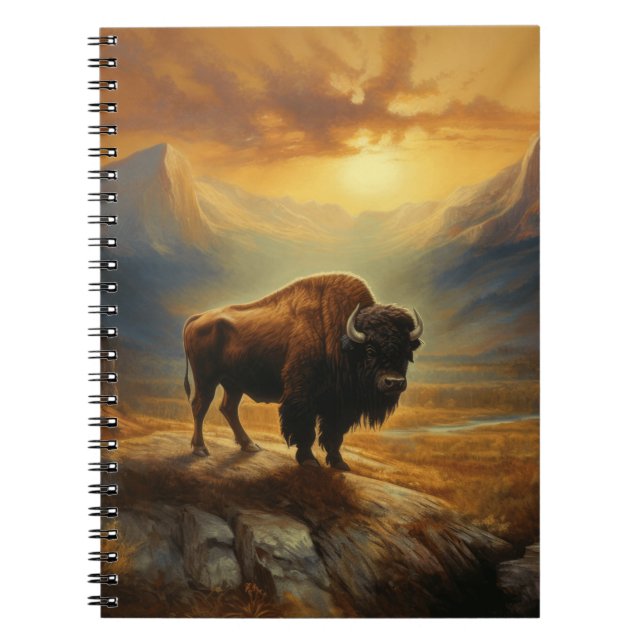 Buffalo Bison Sunset Silhouette  Notebook (Front)